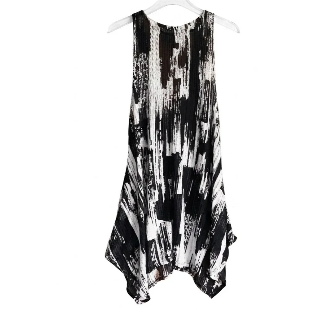 Adore Swim Cover Up Dress Small Black White Boho Beach Resort EUC Flowy
